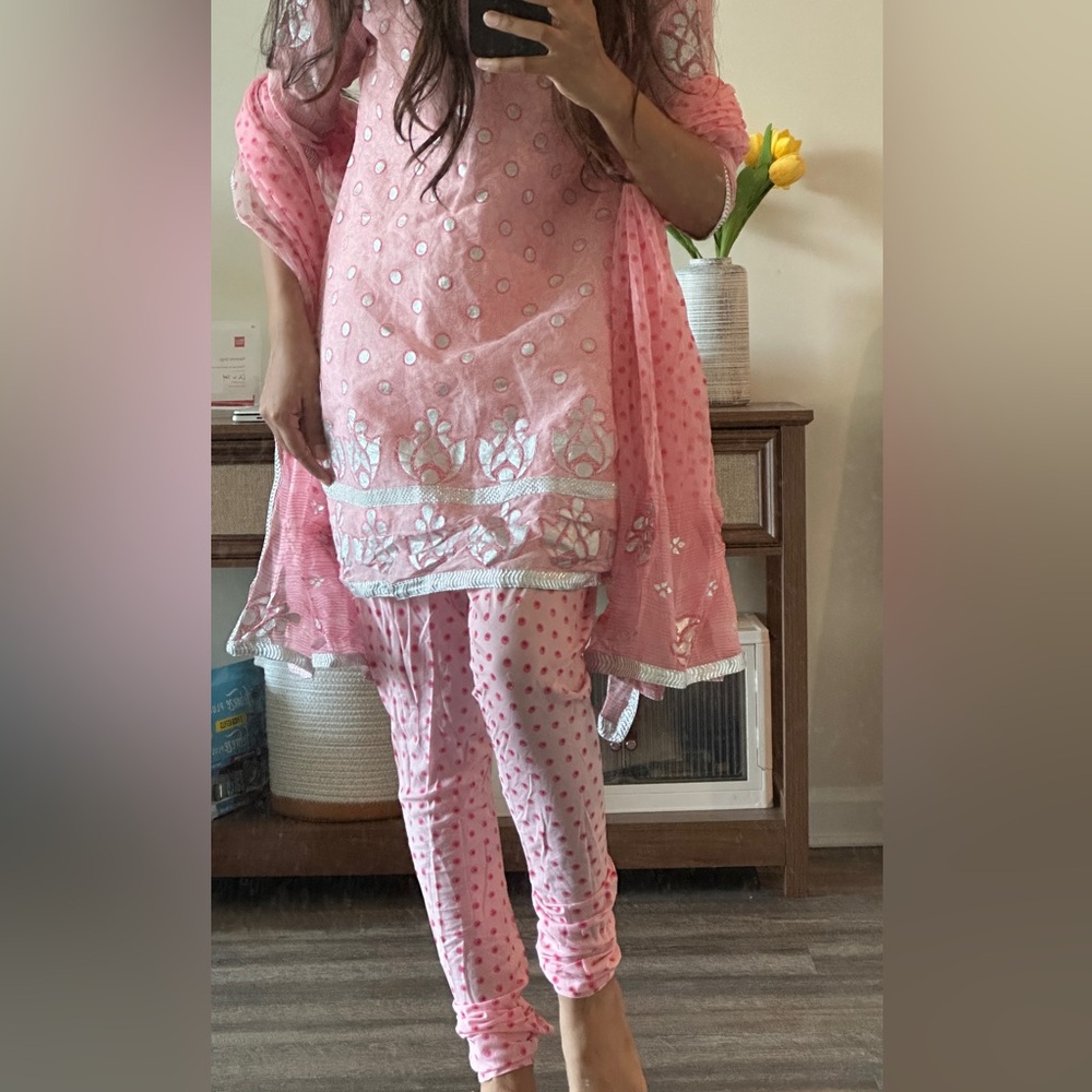 Polka dot Pink Salwar Kameez Set